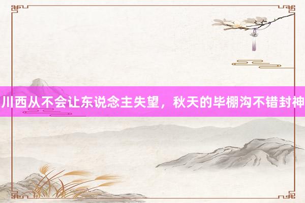 川西从不会让东说念主失望,秋天的毕棚沟不错封神